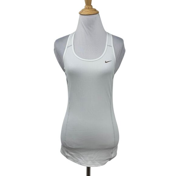 Nike Tank Top Women XS Extra Small Off White Dri Fit Racerback Scoop Neck Active - Picture 1 of 9